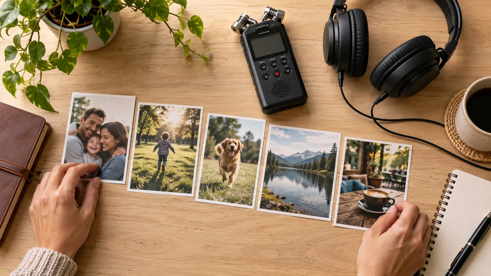 Preparation illustration: arrange personal photographs and an existing recording into a music-led sequence.